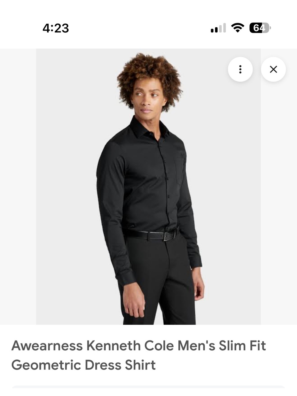 Awearness Kenneth Cole Men's Slim Fit Geometric Dress Shirt XXL Black Gray